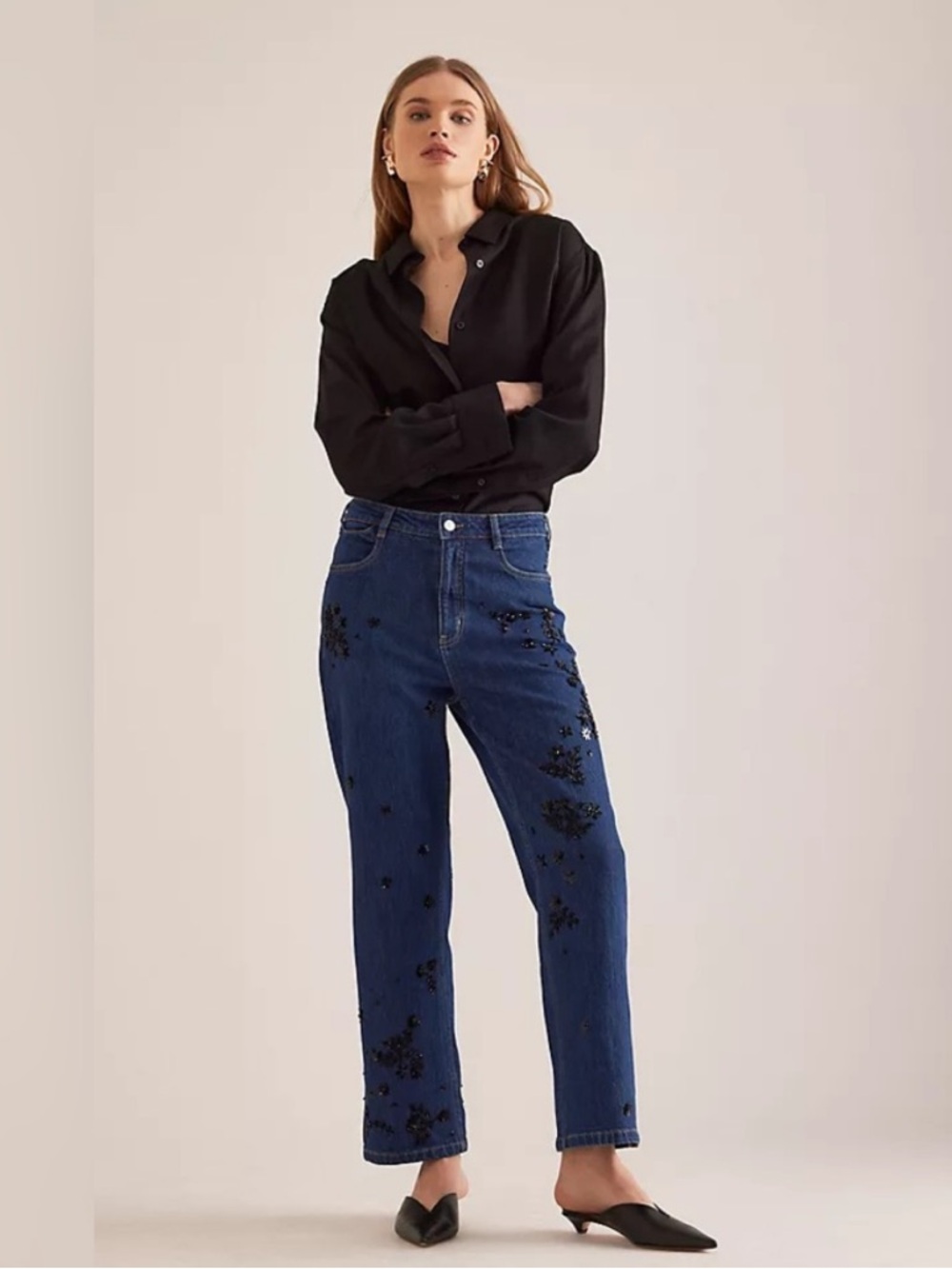 NWT. Anthropologie Annie Straight Leg Jeans Embellished Edition. NEW